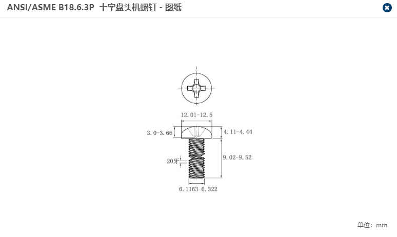 美制十字盤頭螺釘-